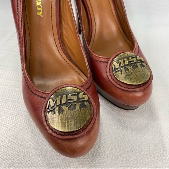 Rare Miss Sixty Leather Platform High Heels 4.5” Dusty Rose Pink Size 37 / 6.5 - Picture 12 of 14